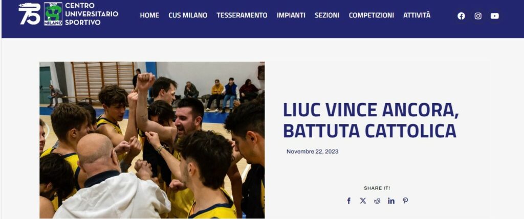 Campionati universitari sportivi di Basket: LIUC vince ancora, battuta Cattolica