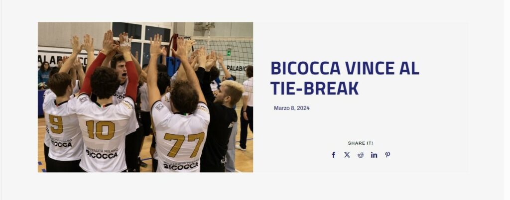 Campionati universitari sportivi di pallavolo maschile, Bicocca vince al tie-break