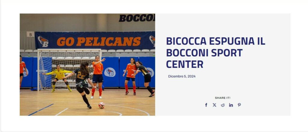 Campionati universitari sportivi di cacio a 5 femminile, Bicocca espugna il Bocconi Sport Center