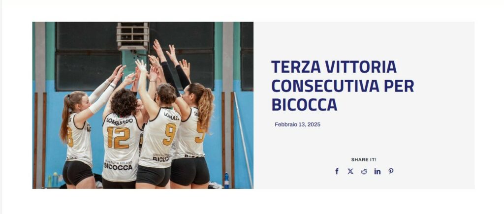 Campionati universitari sportivi di pallavolo femminile, terza vittoria consecutiva per Bicocca