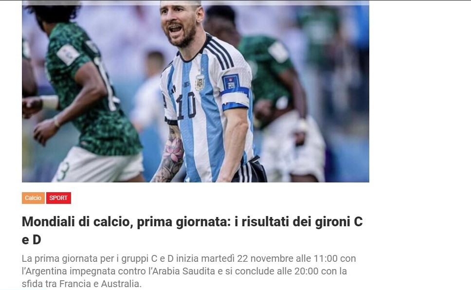 Mondiali di calcio, prima giornata: i risultati dei gironi C e D