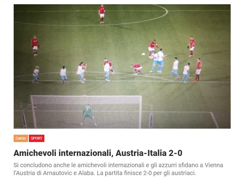 Amichevoli internazionali, Austria-Italia 2-0