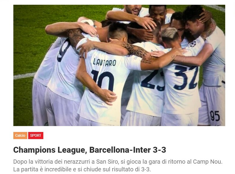 Champions League, Barcellona-Inter 3-3