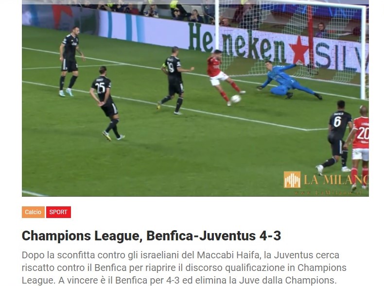 Champions League, Benfica-Juventus 4-3