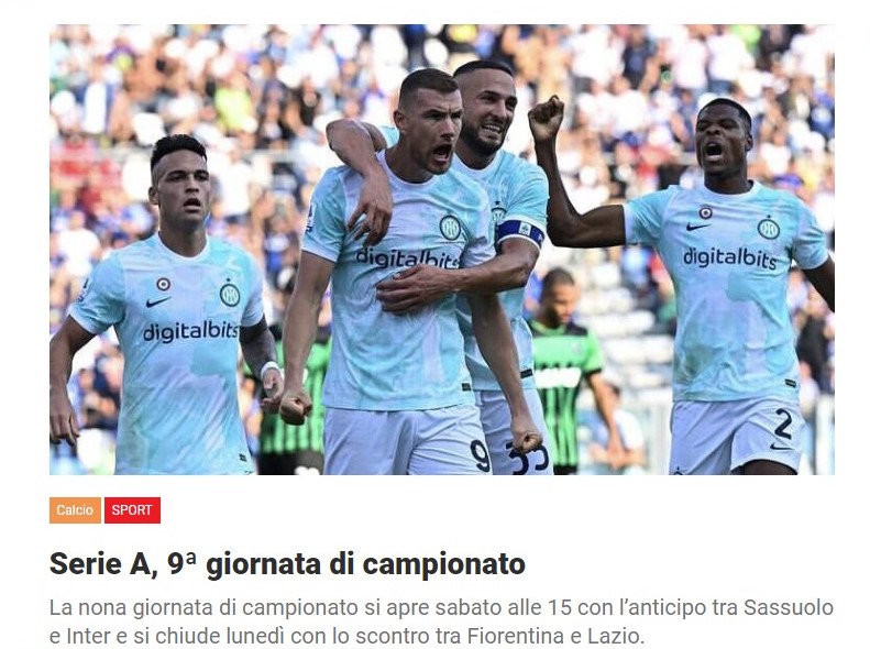 Serie A, 9ª giornata di campionato
