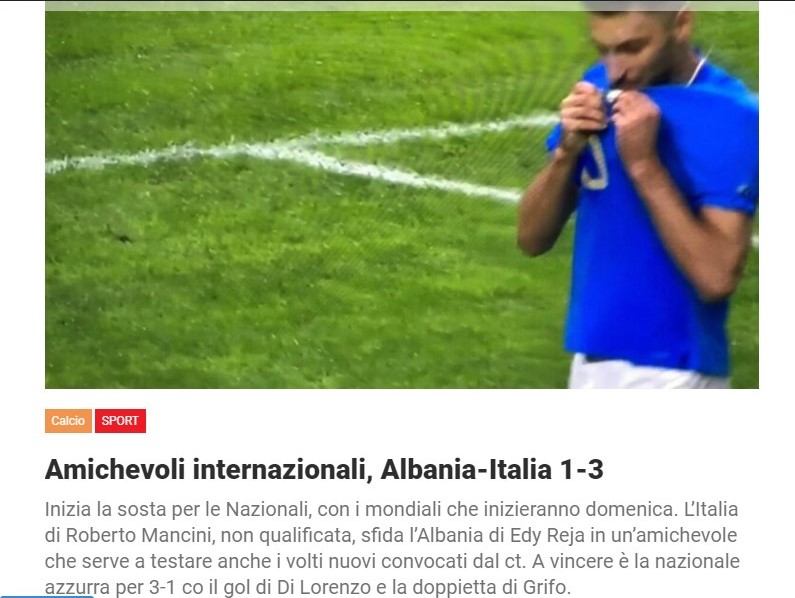 Amichevoli internazionali, Albania-Italia 1-3