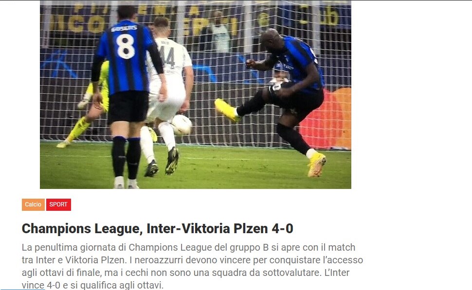 Champions League, Inter-Viktoria Plzen 4-0