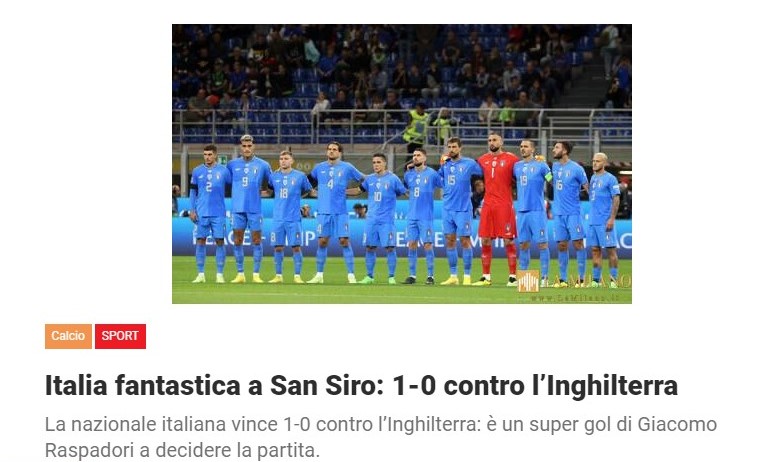 Italia fantastica a San Siro: 1-0 contro l’Inghilterra