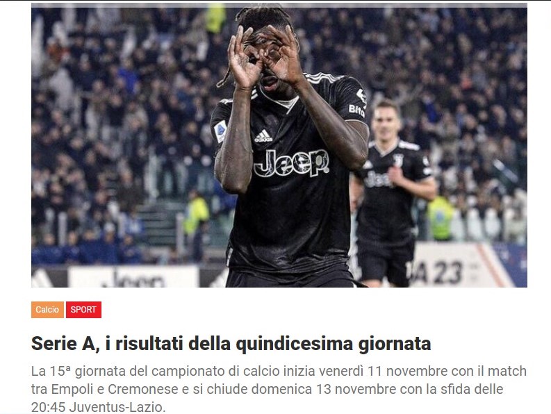 Serie A, i risultati della quindicesima giornata