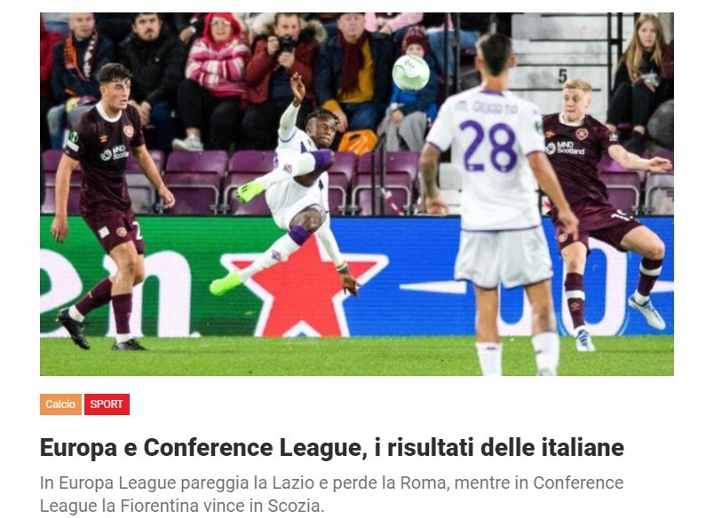 Europa e Conference League, i risultati delle italiane
