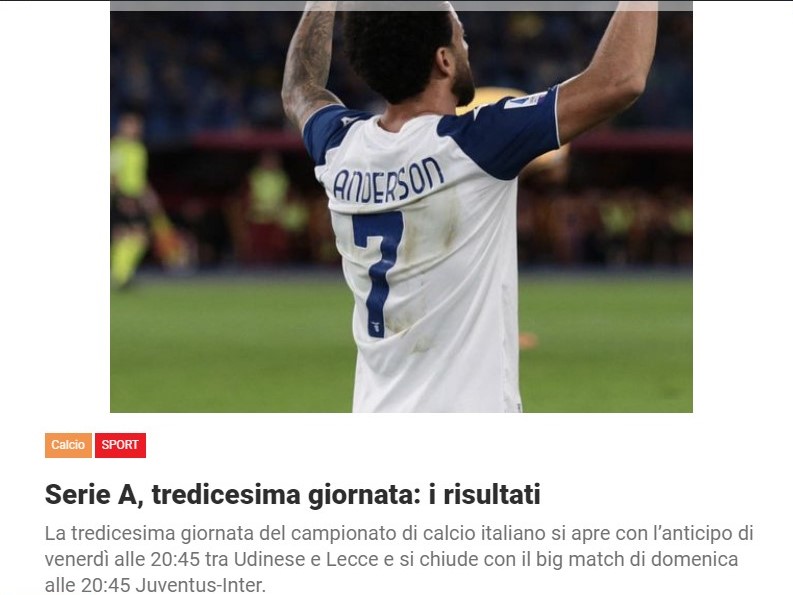 Serie A, tredicesima giornata: i risultati