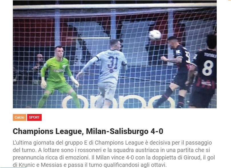 Champions League, Milan-Salisburgo 4-0
