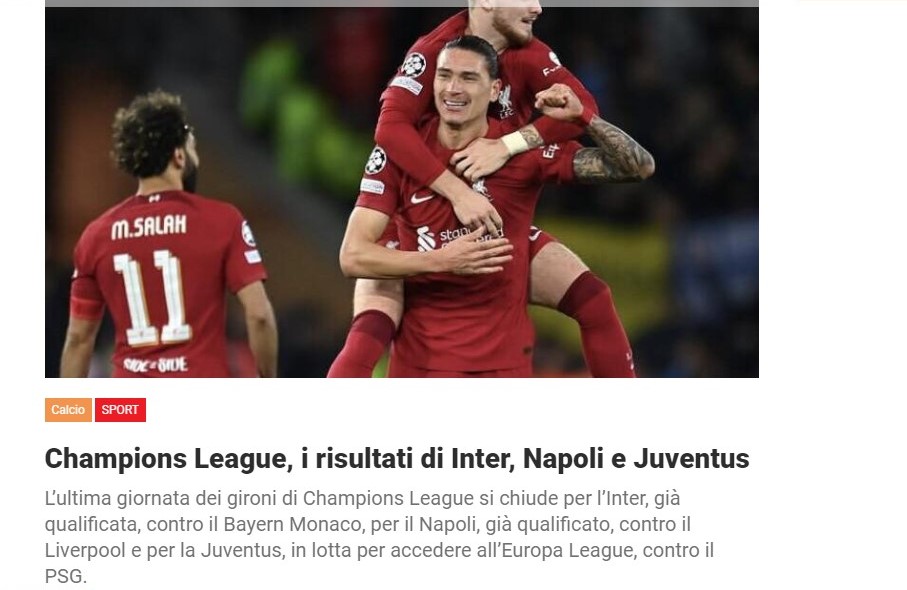Champions League, i risultati di Inter, Napoli e Juventus
