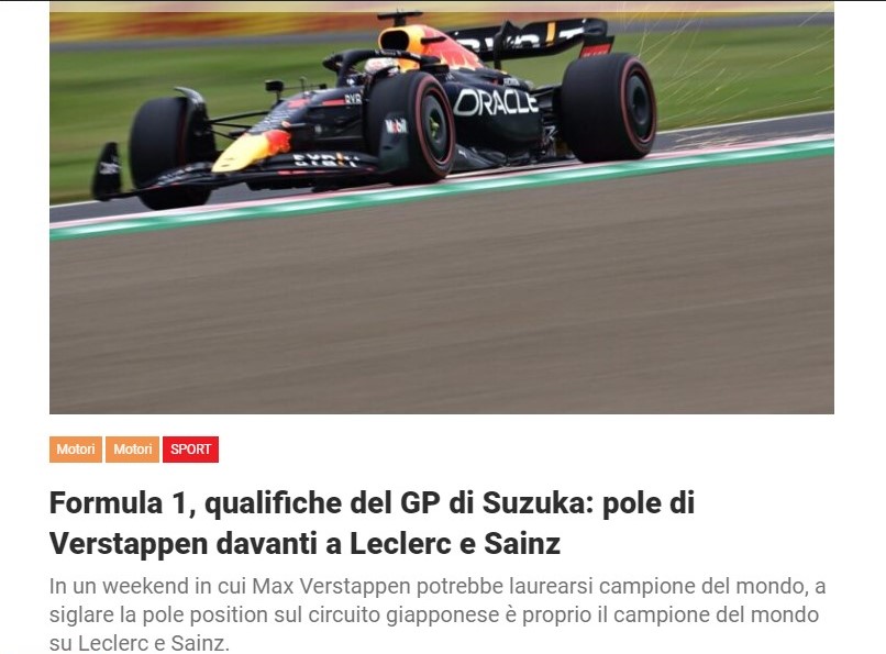 Formula 1, qualifiche del GP di Suzuka: pole di Verstappen davanti a Leclerc e Sainz