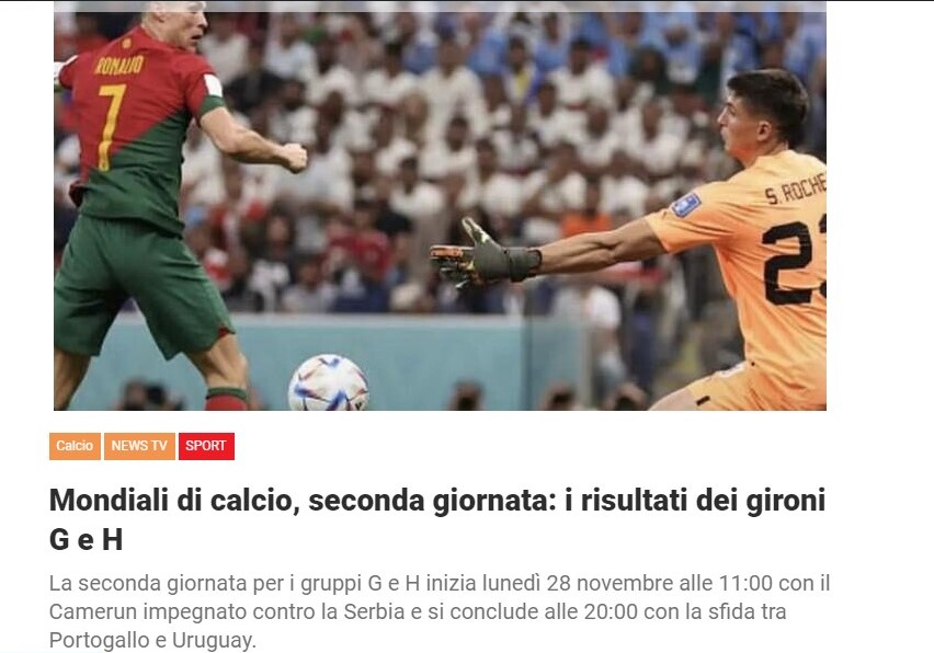 Mondiali di calcio, seconda giornata: i risultati dei gironi G e H