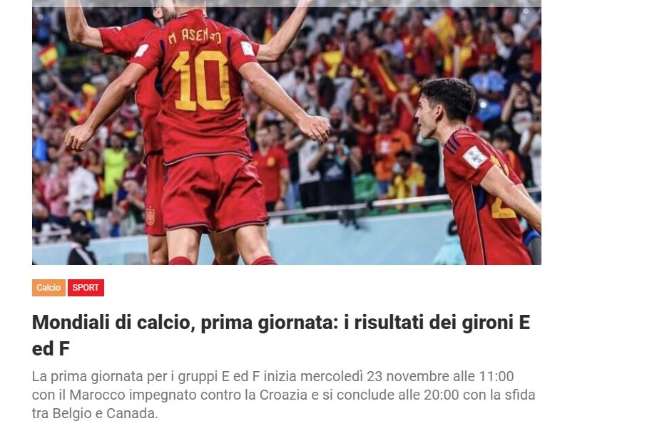 Mondiali di calcio, prima giornata: i risultati dei gironi E ed F