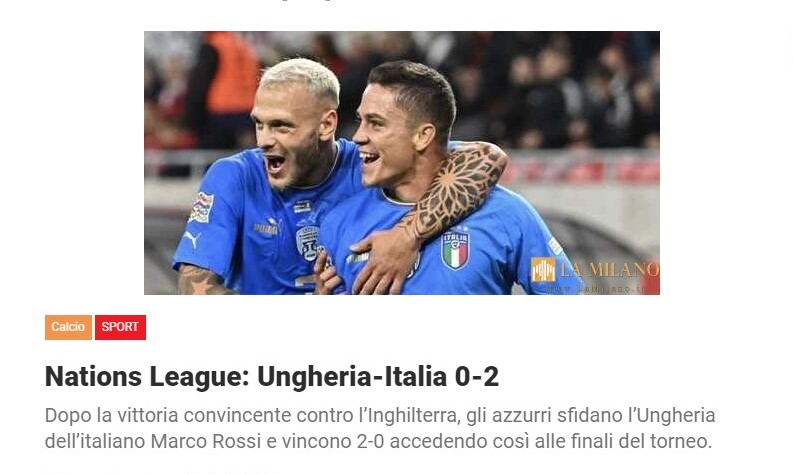 Nations League: Ungheria-Italia 0-2