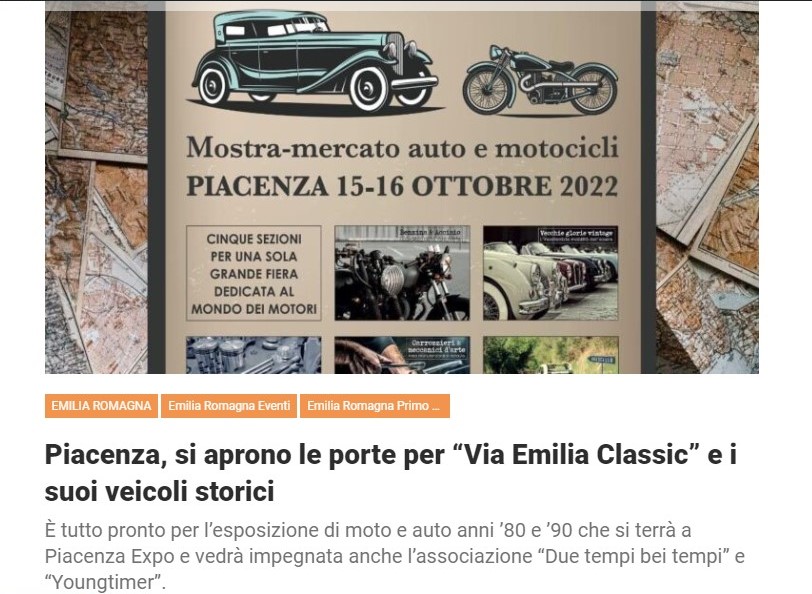 Piacenza, si aprono le porte per “Via Emilia Classic” e i suoi veicoli storici