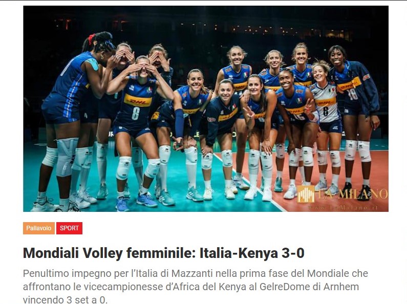 Mondiali Volley femminile: Italia-Kenya 3-0