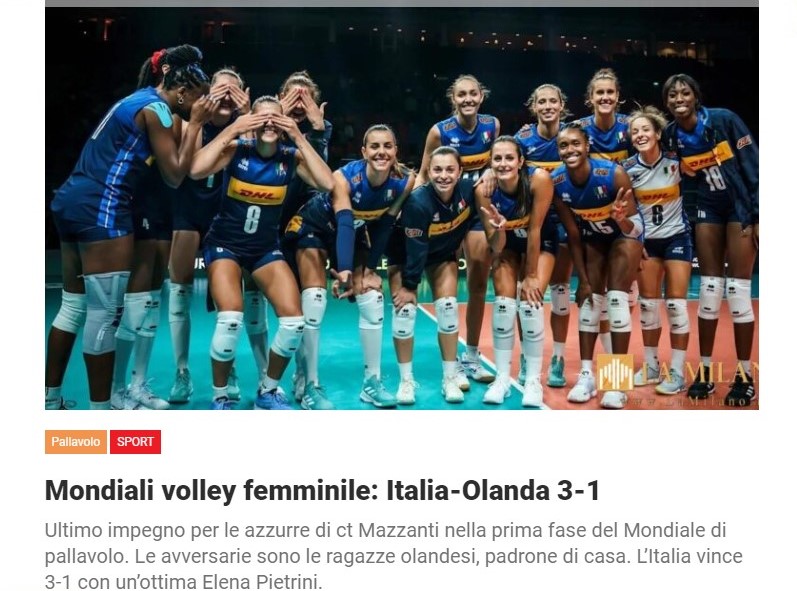 Mondiali volley femminile: Italia-Olanda 3-1