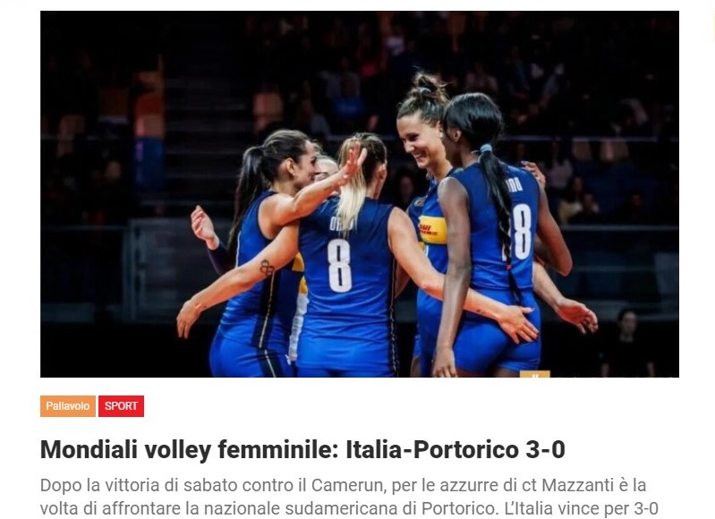 Mondiali volley femminile: Italia-Portorico 3-0