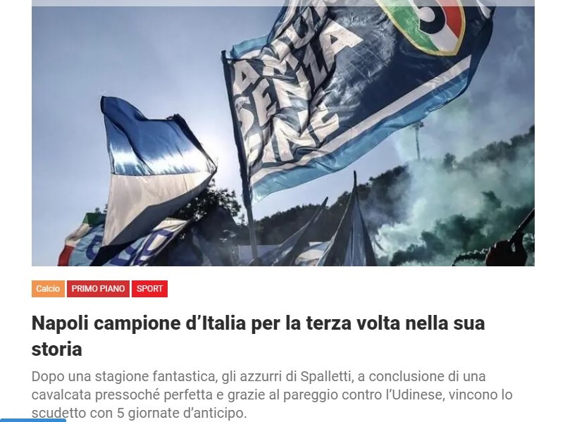 Napoli campione d’Italia per la terza volta nella sua storia