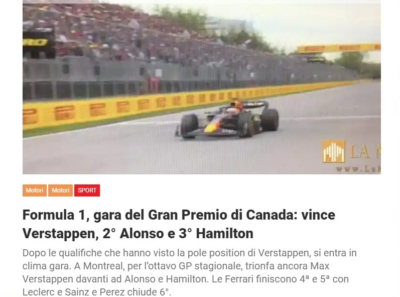 Formula 1, gara del Gran Premio di Canada: vince Verstappen, 2° Alonso e 3° Hamilton