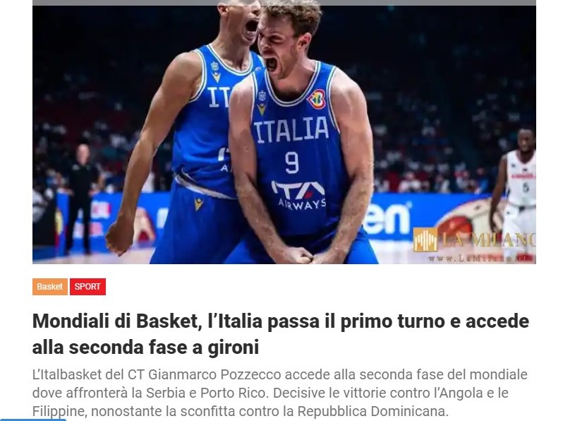 Mondiali di Basket, l’Italia passa il primo turno e accede alla seconda fase a gironi