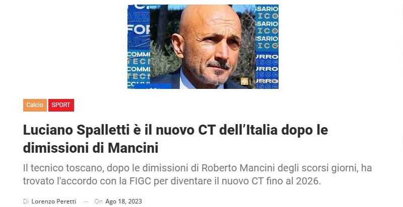 Luciano Spalletti è il nuovo CT dell’Italia dopo le dimissioni di Mancini