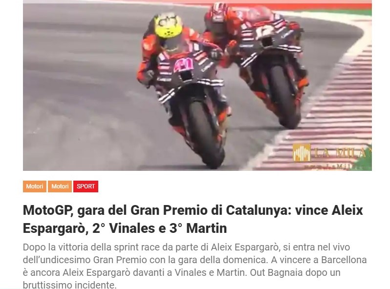 MotoGP, gara del Gran Premio di Catalunya: vince Aleix Espargarò, 2° Vinales e 3° Martin
