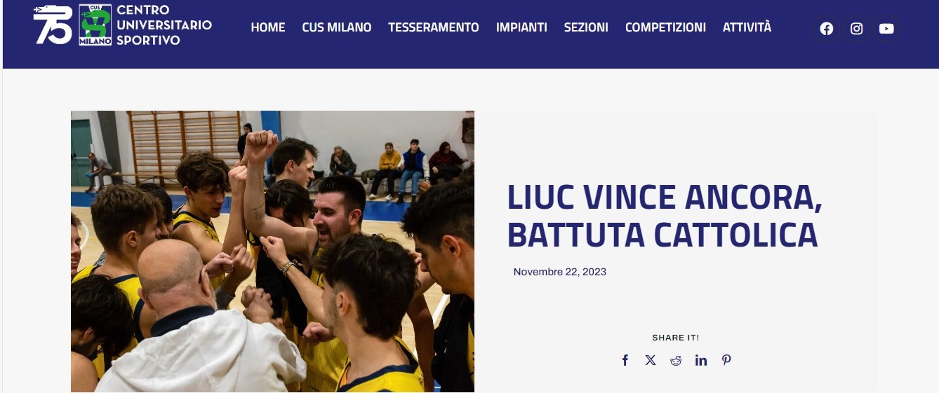 Campionati universitari sportivi di Basket: LIUC vince ancora, battuta Cattolica