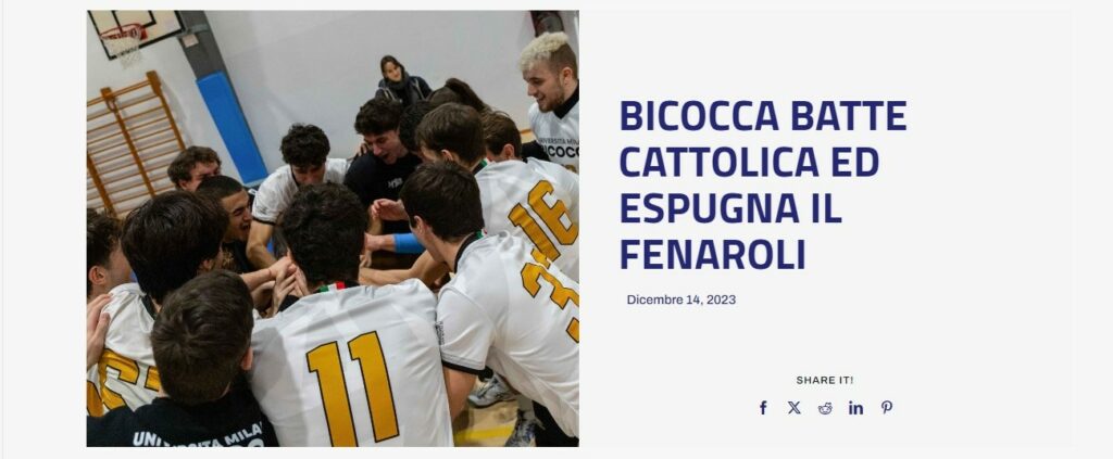 Campionati universitari sportivi di pallavolo, Bicocca batte Cattolica ed espugna il Fenaroli