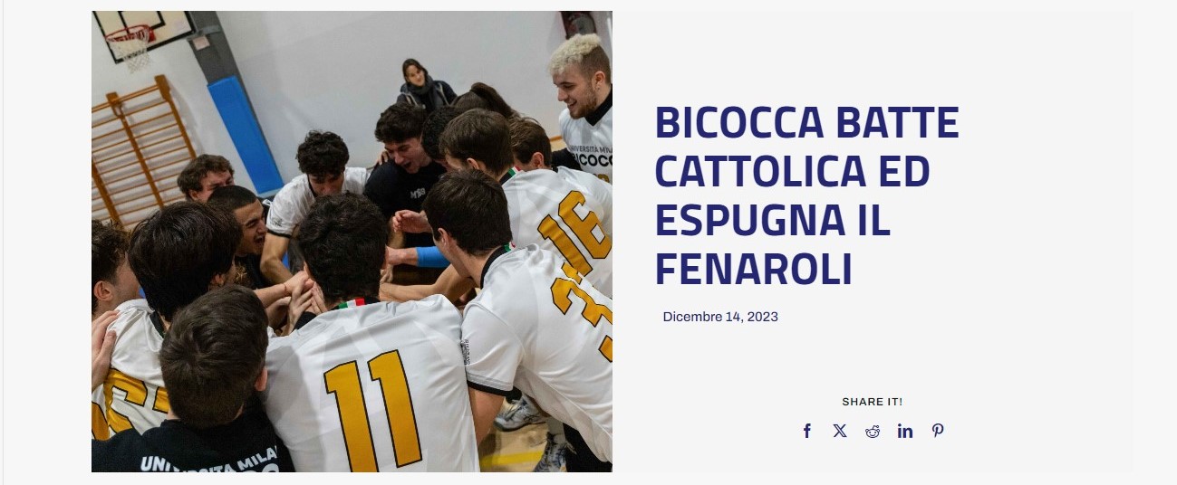 Campionati universitari sportivi di pallavolo, Bicocca batte Cattolica ed espugna il Fenaroli