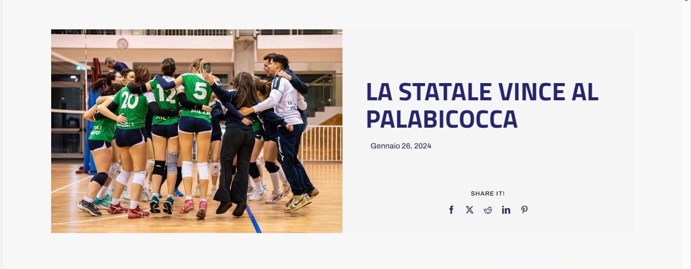 Campionati universitari sportivi di pallavolo, La Statale vince al PalaBicocca