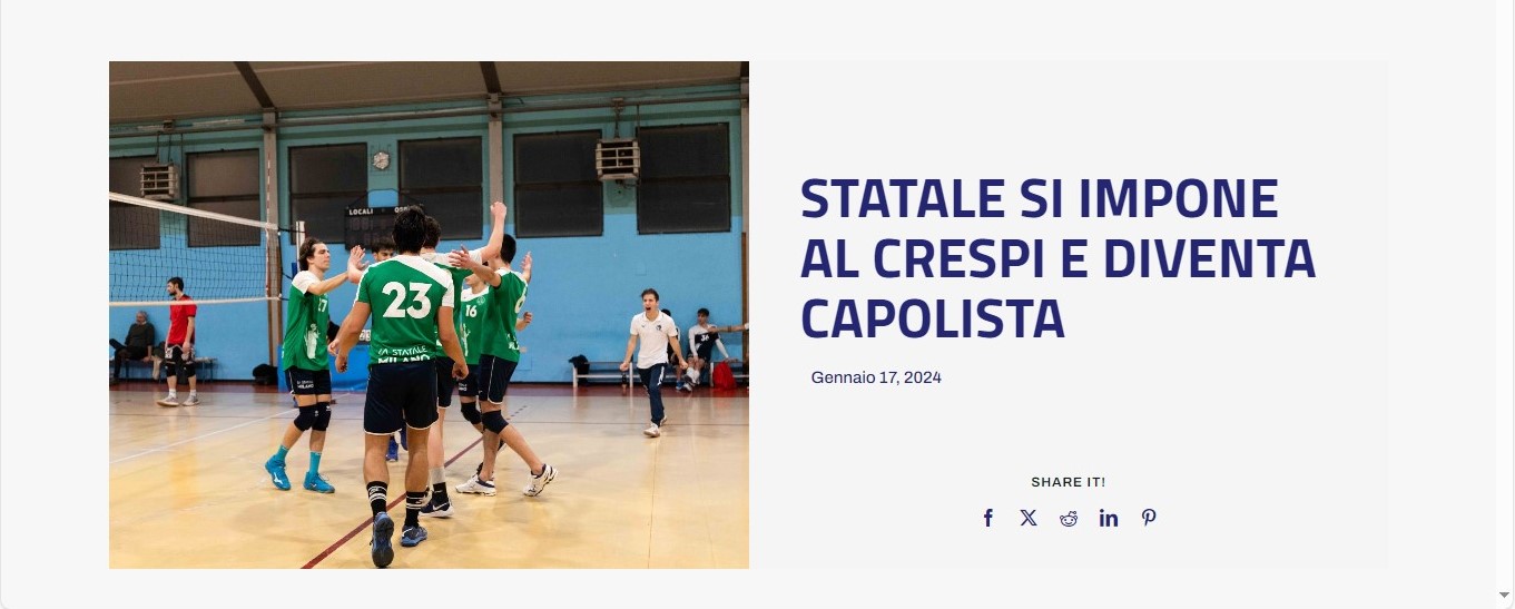 Campionati universitari sportivi di pallavolo, Statale si impone al Crespi e diventa capolista