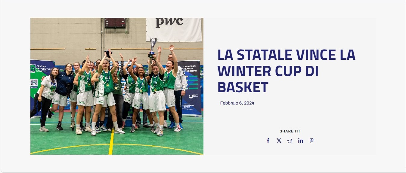 Campionati universitari sportivi di basket femminile, La Statale vince la Winter Cup contro Cattolica