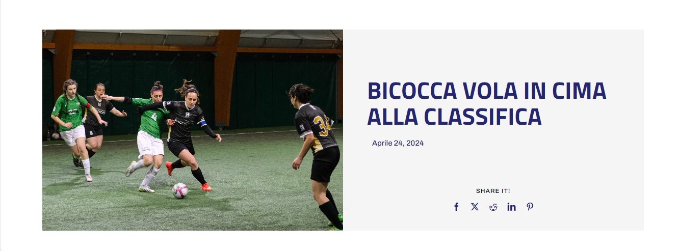 Campionati universitari sportivi di calcio a 5 femminile, Bicocca vola in cima alla classifica