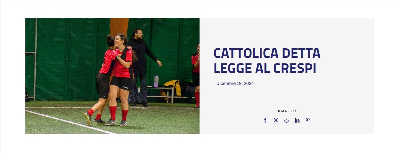 Campionati universitari sportivi di calcio a 5 femminile, Cattolica detta legge al Crespi