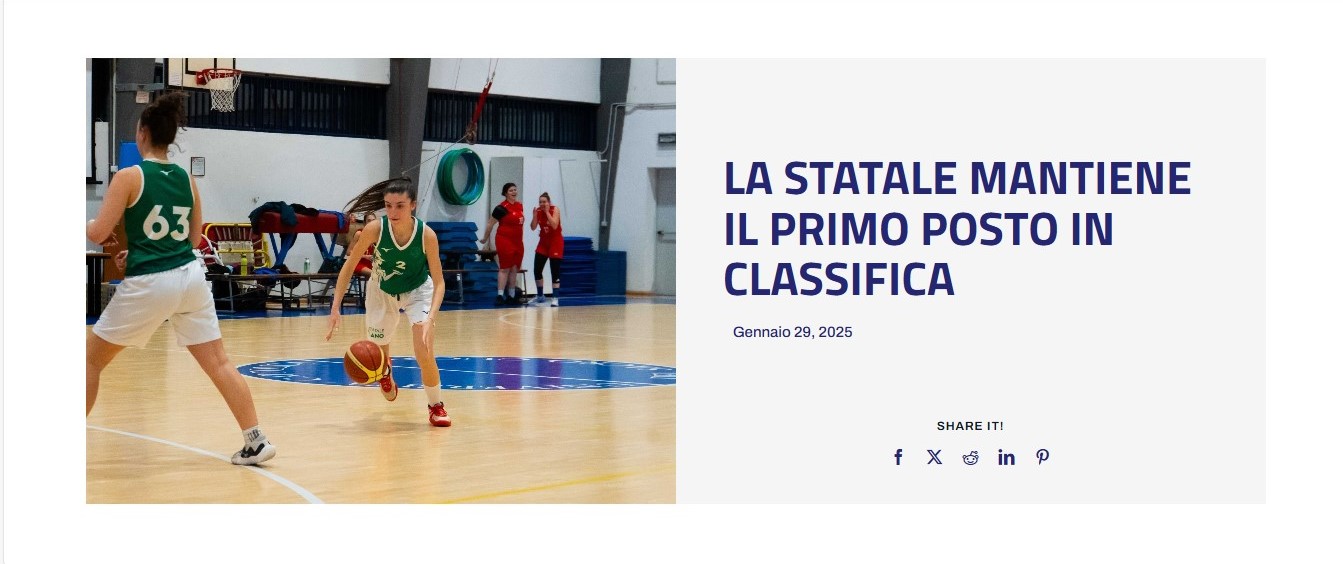 Campionati universitari sportivi di basket femminile, La Statale mantiene il primo posto in classifica