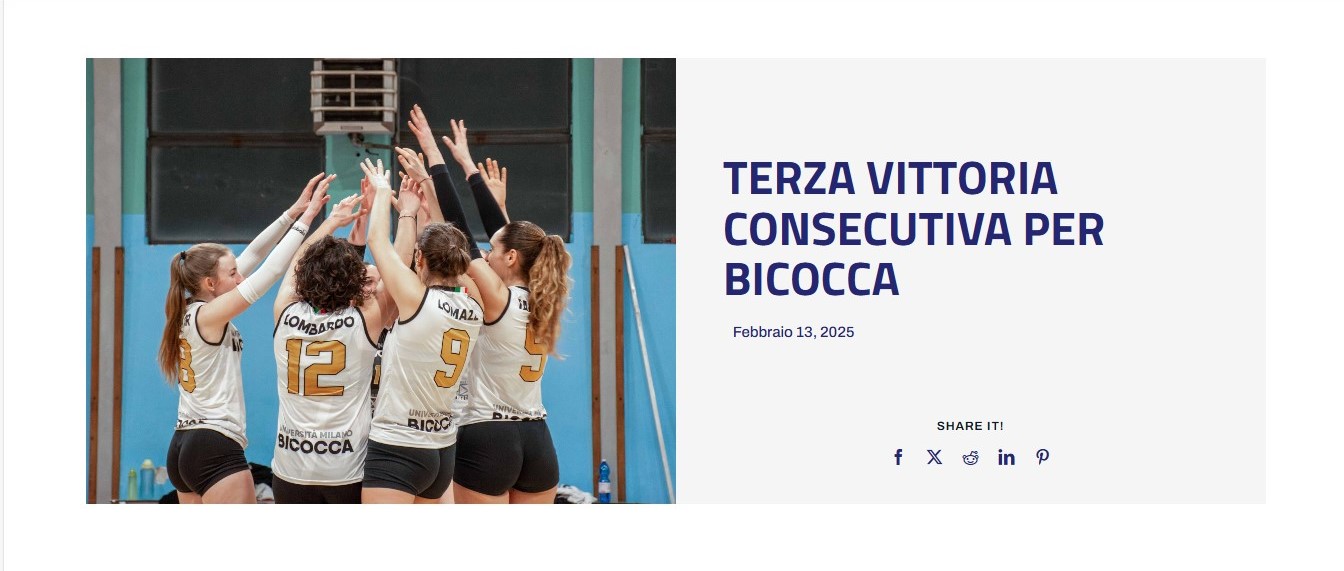 Campionati universitari sportivi di pallavolo femminile, terza vittoria consecutiva per Bicocca