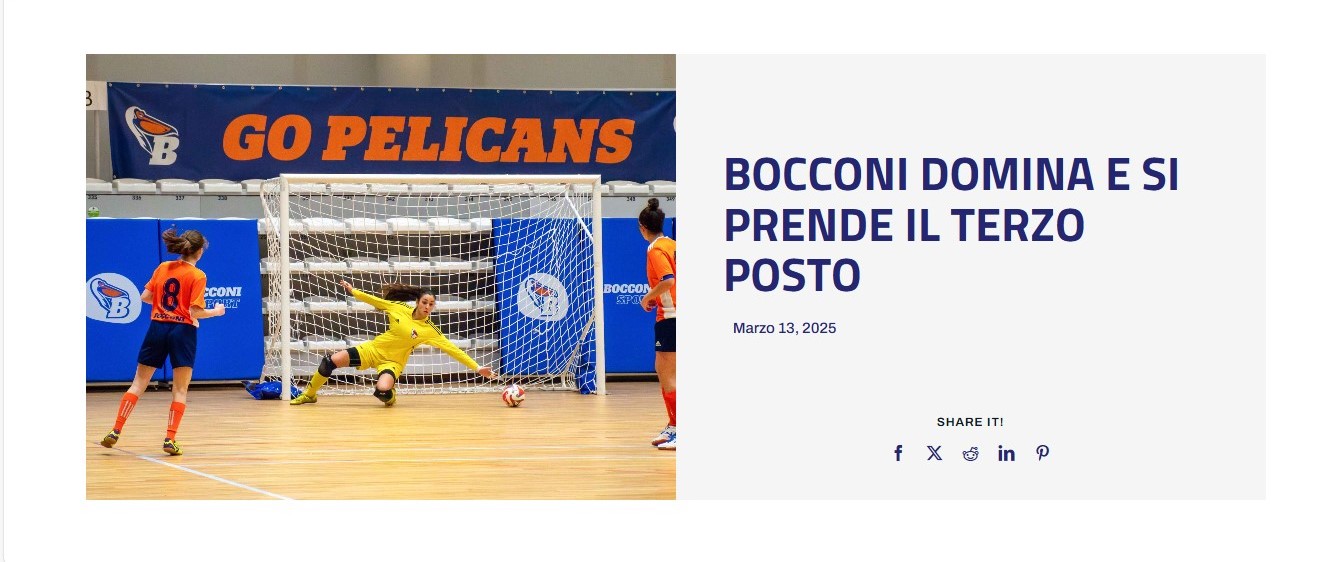Campionati universitari sportivi di calcio a 5 femminile, Bocconi domina e si prende il terzo posto