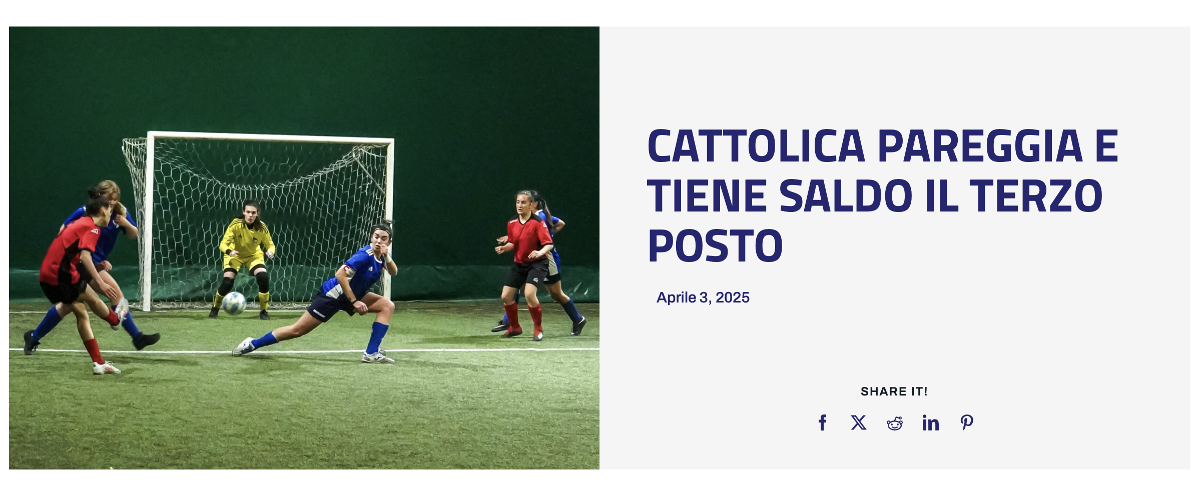 Campionati universitari sportivi di calcio a 5 femminile, Cattolica pareggia e tiene saldo il terzo posto
