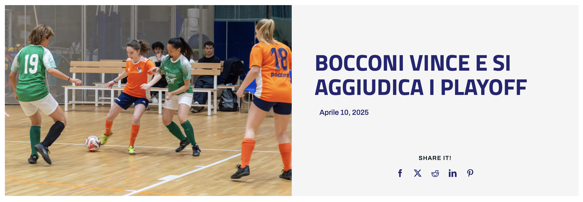 Campionati universitari sportivi di calcio a 5 femminile, Bocconi vince e si aggiudica i playoff