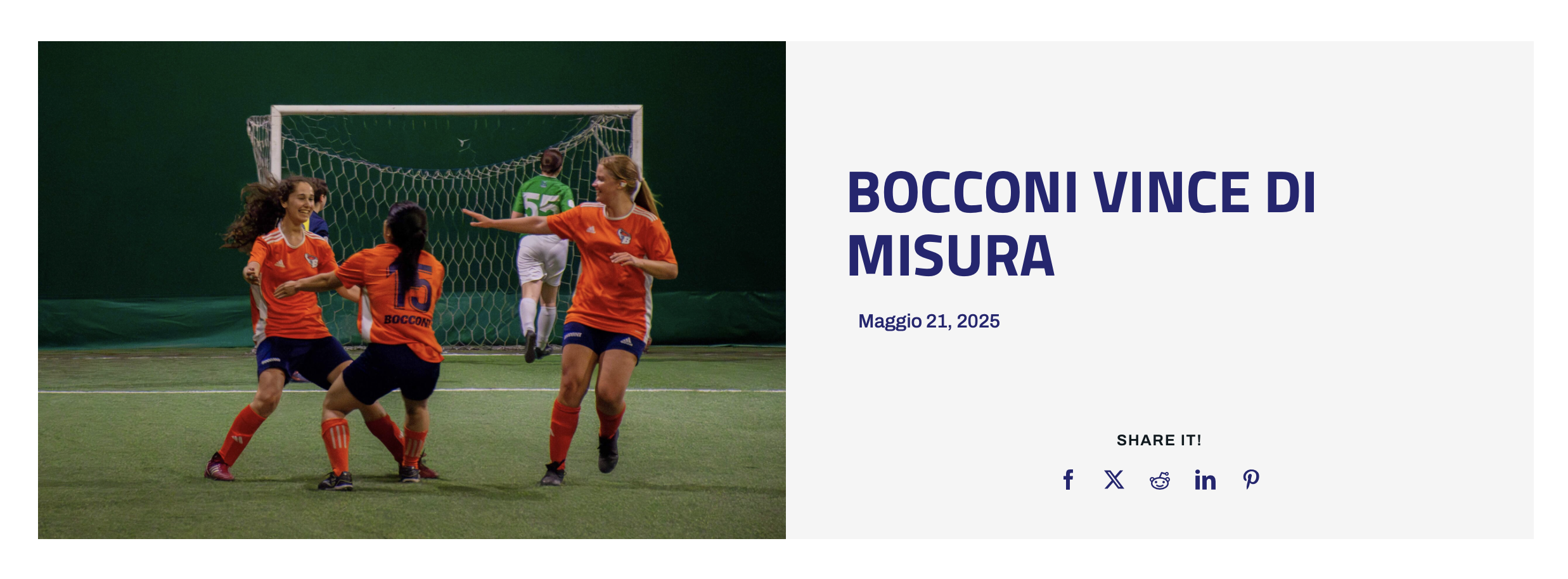 Campionati universitari sportivi di calcio a 5 femminile, Bocconi vince di misura