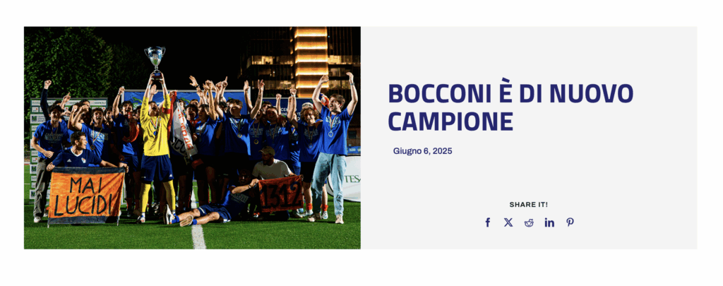 Campionati universitari sportivi di calcio a 11 maschile, Bocconi è di nuovo campione