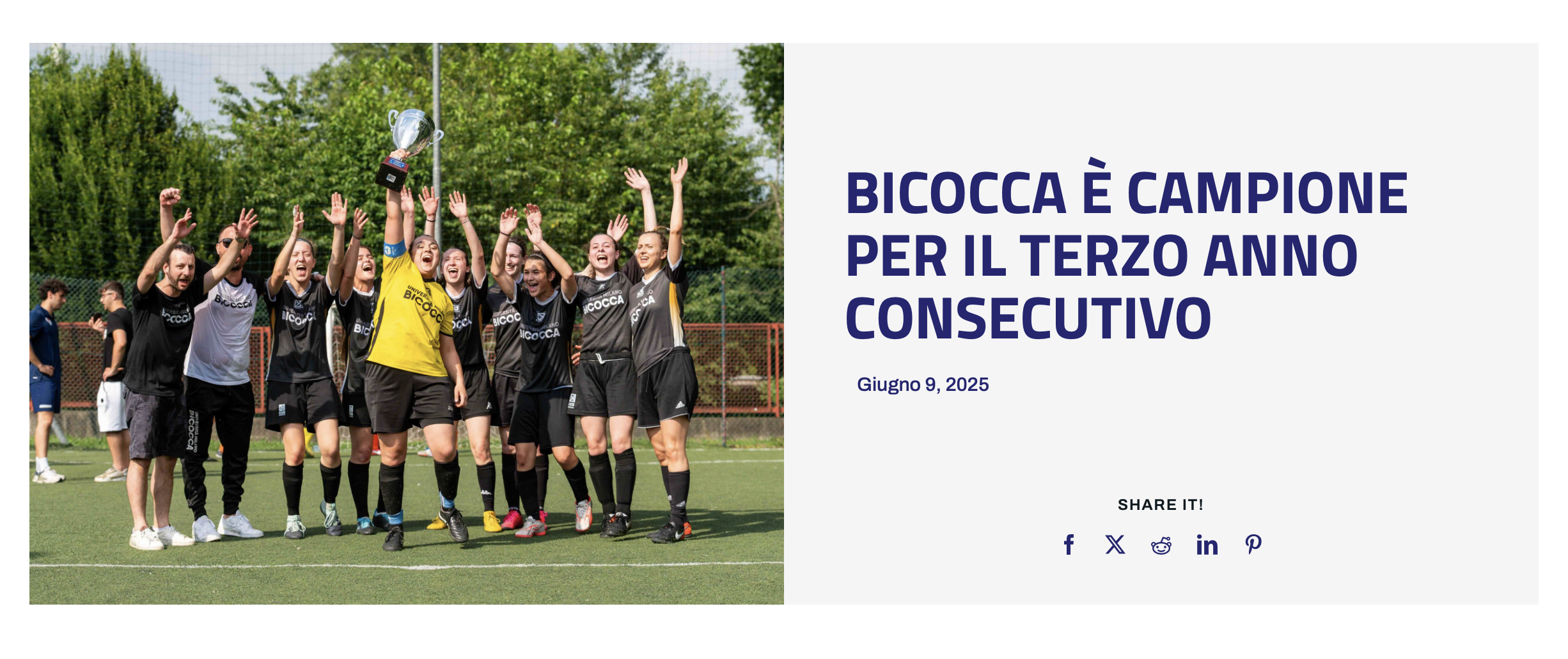 Campionati universitari sportivi di calcio a 5 femminile, Bicocca è campione per il terzo anno consecutivo
