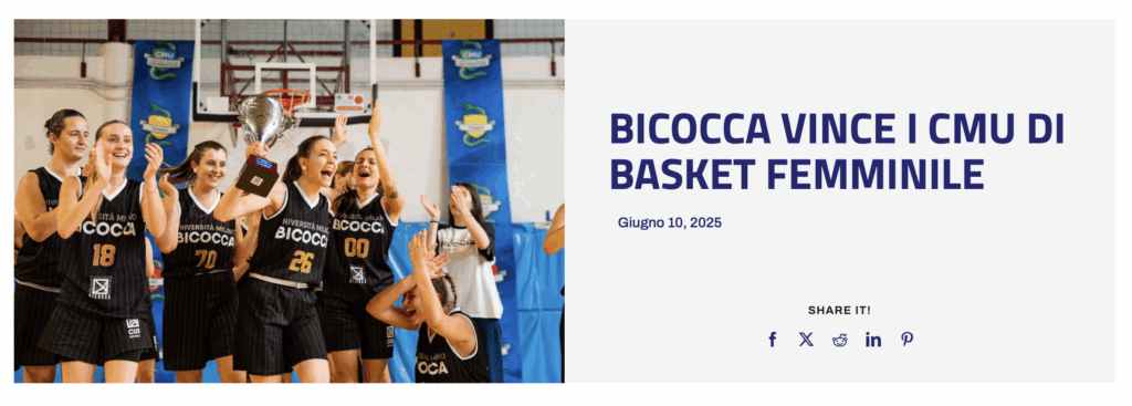 Campionati universitari sportivi, Bicocca vince i CMU di basket femminile