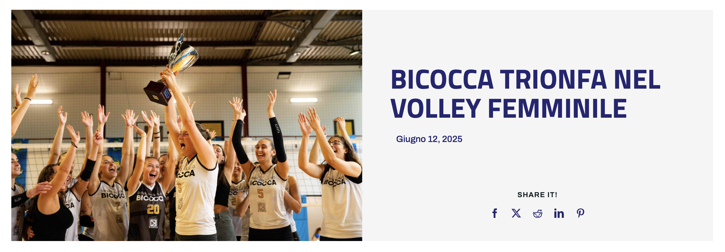 Campionati universitari sportivi, Bicocca trionfa nel volley femminile