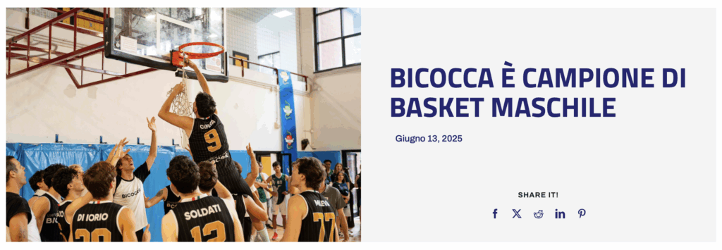 Campionati universitari sportivi, Bicocca è campione di basket maschile
