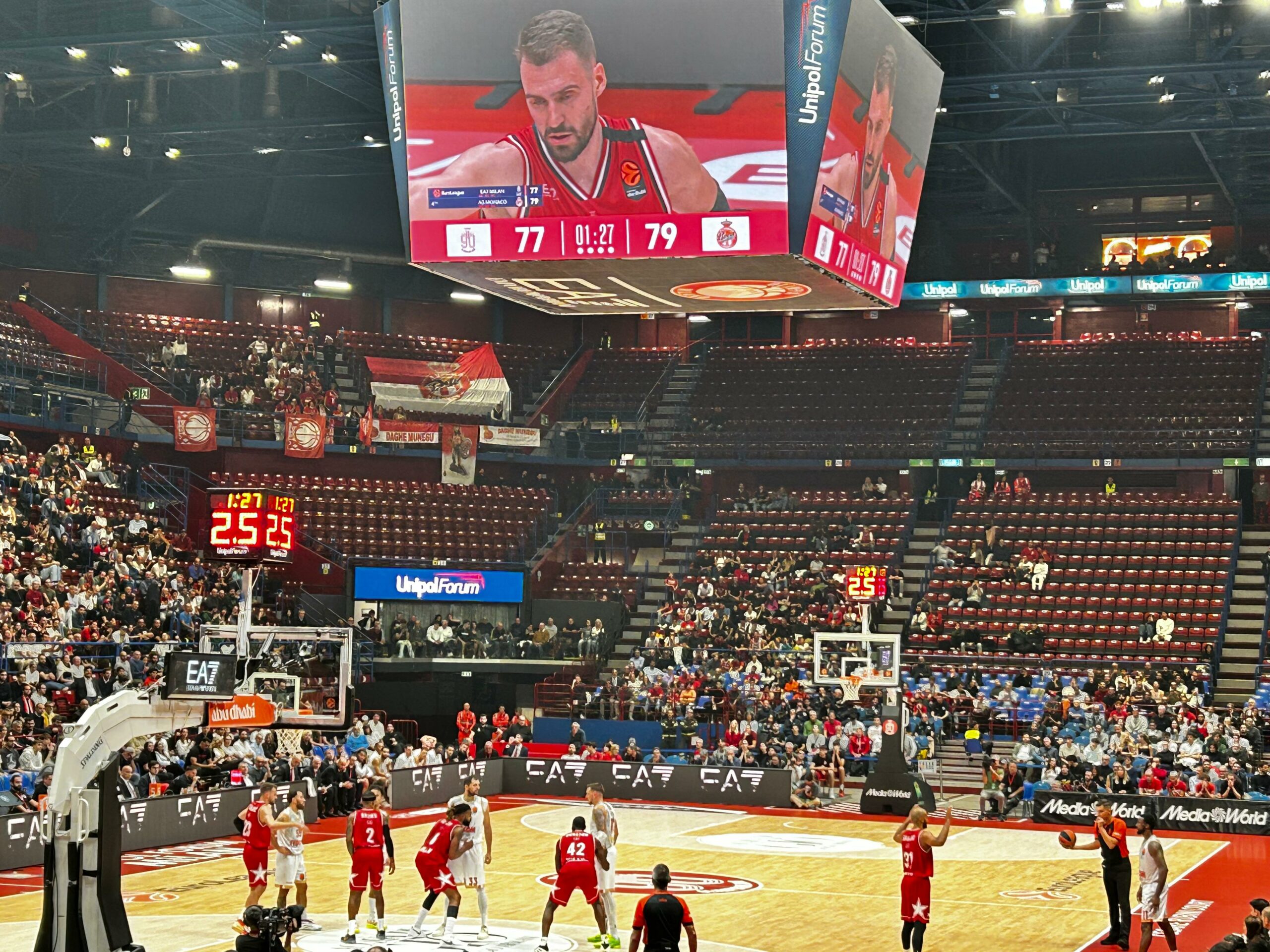 Eurolega, Olimpia Milano-Monaco 79-82, seconda sconfitta consecutiva per l’EA7; coach Messina: “Partita difficile, nel finale chance di vincere”